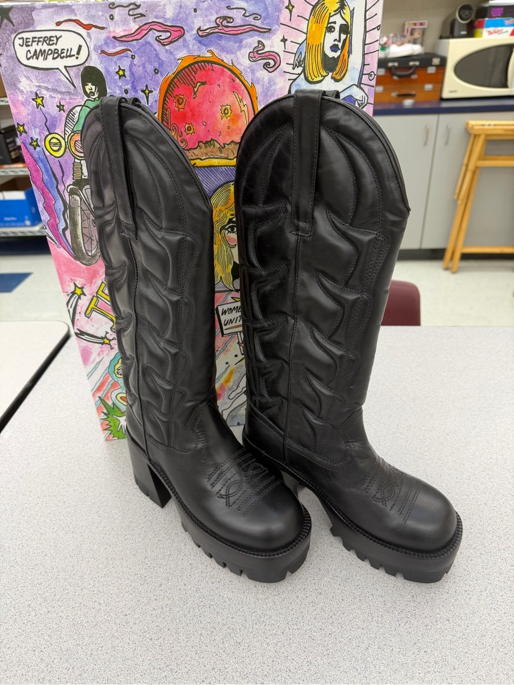NIB Jeffrey Campbell Honky Tonk chunky cowboy boots. - Picture 5 of 12